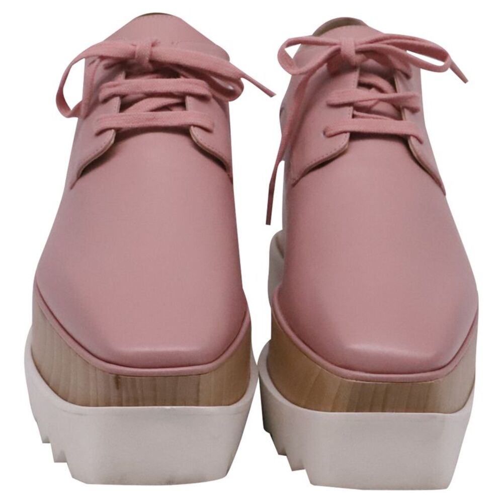 Stella McCartney Elyse Platform Wedge Shoes in Pink Leather - Picture 3 of 10